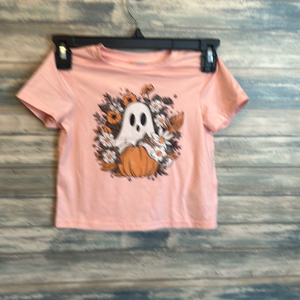 Halloween tee 2Y-3Y ghost and flowers